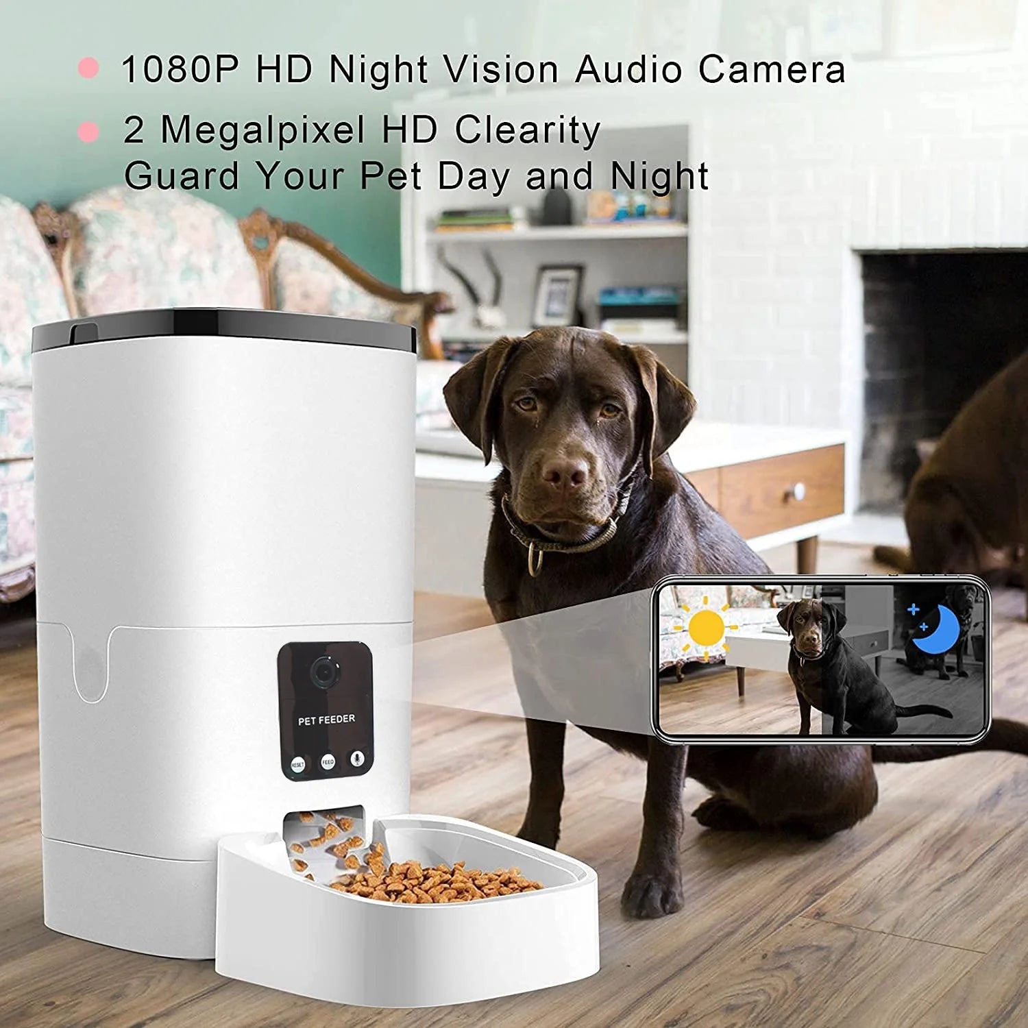 Automatic Pet Feeder with Camera, App Control, and Voice Recorder - 6L Capacity for Cats and Dogs